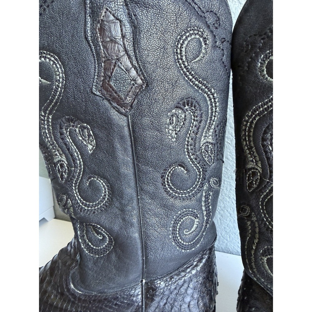 Cuadra Black Genuine Python Snakeskin Cowboy Boots Men's US 11 MX 30 Mexico - Picture 6 of 12